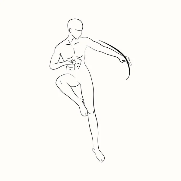 Gesture Male Archer Fekete Fehér Vonal Art — Stock Vector