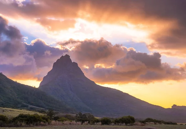 Günbatımı Güzel Mauritius Cennet Manzara Mauritius Doğa Manzarası Renkli Gökyüzü — Stok fotoğraf