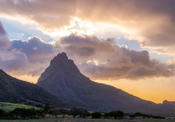 Günbatımı Güzel Mauritius Cennet Manzara Mauritius Doğa Manzarası Renkli Gökyüzü — Stok fotoğraf