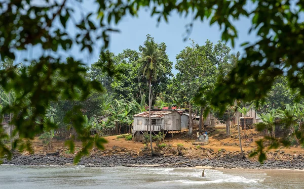 Fischerdorf Strand Selbst Gebaute Häuser Aus Holz Dorfbewohner Reise Nach — Stockfoto