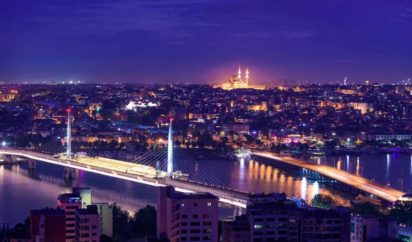 Istambul Sunset Com Cores Roxas Mesquita Suleymani Istambul Turquia Vista — Fotografia de Stock