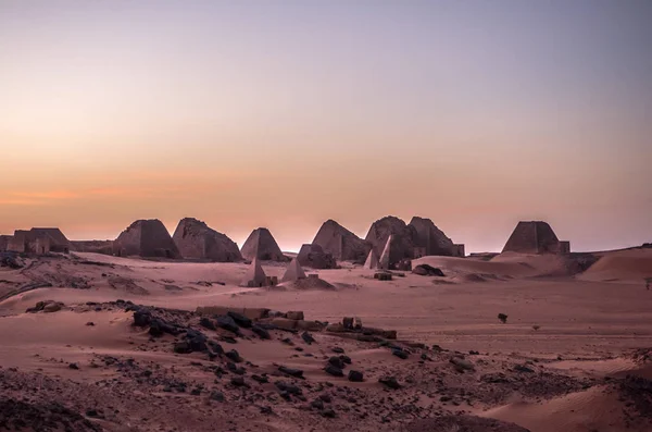 Piramidi Meroe Sudan Mero Antica Città Piramidale Desertica Riva Orientale — Foto Stock