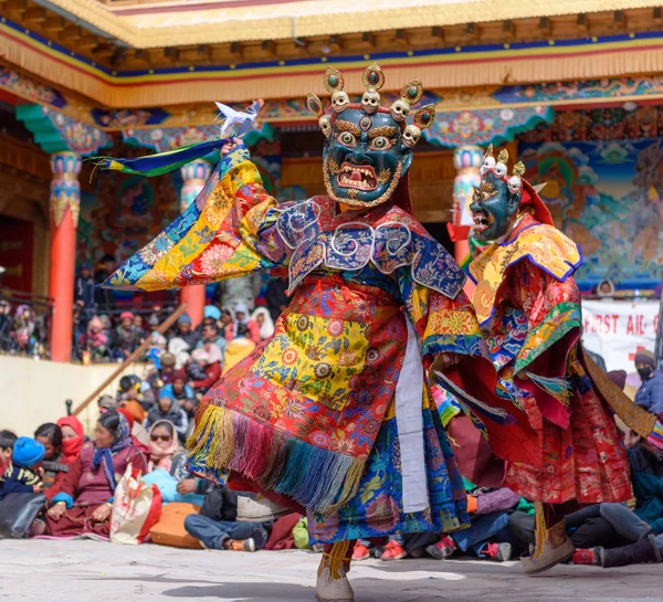 Monjes Con Máscaras Bailando Colorido Festival Danza Máscaras Matho Ladahk —  Fotos de Stock