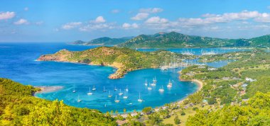 İngiliz Limanı ve Antigua ve Barbuda, Cennet Adası Antigua Shirley yükseklikleri ve Freeman'ın bay bakış Karayipler'de England Tersane