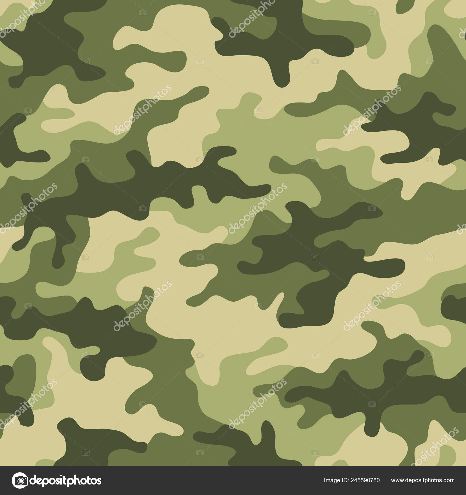 Seamless Camouflage Pattern Khaki Texture Vector Illustration Camo Print  Background Stock Vector by ©sanua9 245590780