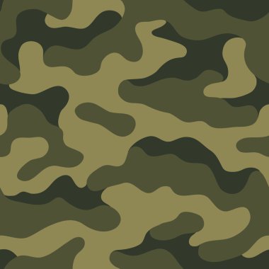 Kusursuz kamuflaj deseni. Haki kumaş, vektör çizimi. Kamuflaj arka planı. Soyut askeri tarz arkaplan