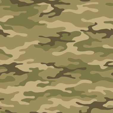 Kusursuz kamuflaj deseni. Haki kumaş, vektör çizimi. Kamuflaj arka planı. Soyut askeri tarz arkaplan