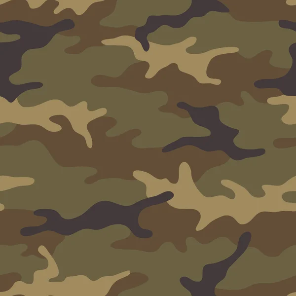 Seamless Camouflage Pattern Khaki Texture Vector Illustration Camo Print Background — Stock Vector