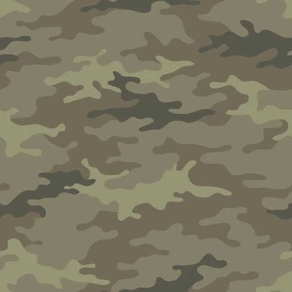 Sömlöst Kamouflagemönster Khaki Textur Vektor Illustration Camo Tryck Bakgrund Abstrakt — Stock vektor