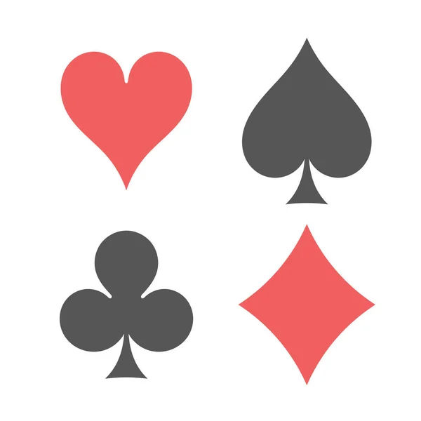 Στολές Τραπουλόχαρτα Φτυάρια Καρδιές Διαμάντια Κλαμπ Εικονίδια Σημάδια Παιχνίδι Καρτών — Διανυσματικό Αρχείο