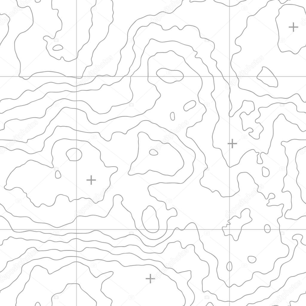 Seamless topographic map. A height map with contour lines. Abstract vector background