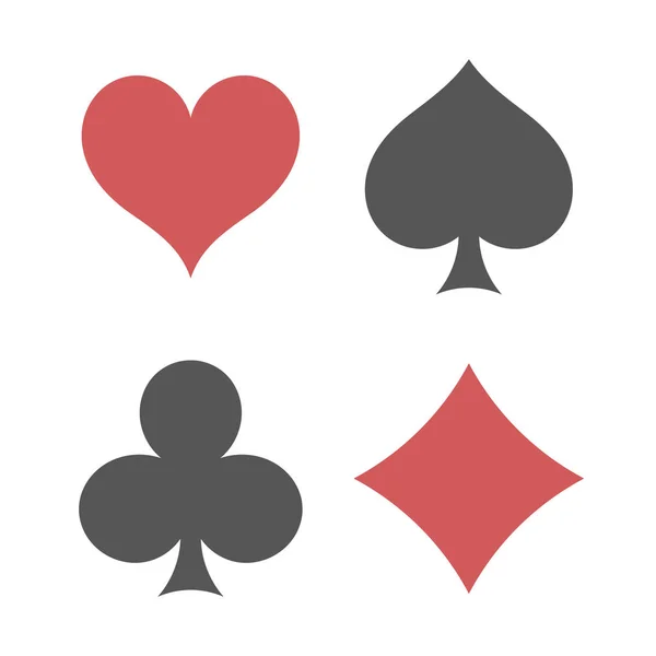 Jugando a los palos. Picas, corazones, diamantes, iconos de clubes . — Vector de stock