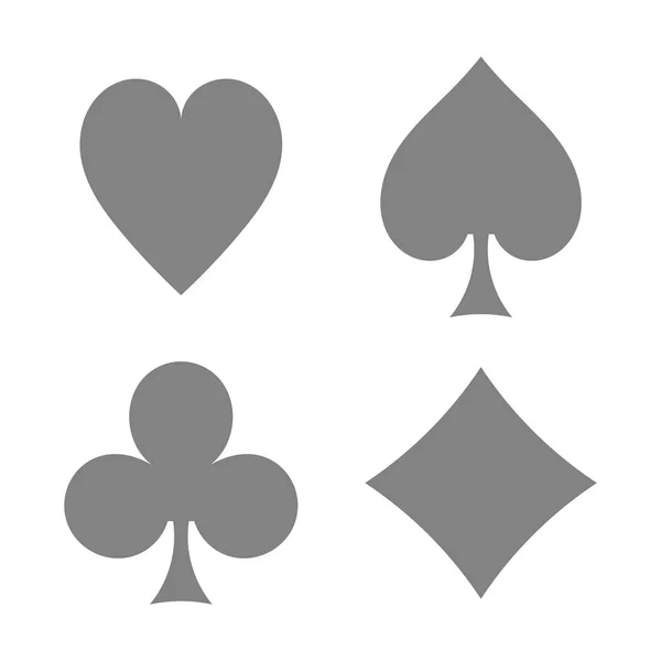 A jogar às cartas. Espadas, corações, diamantes, ícones de clubes. Jogo. — Vetor de Stock