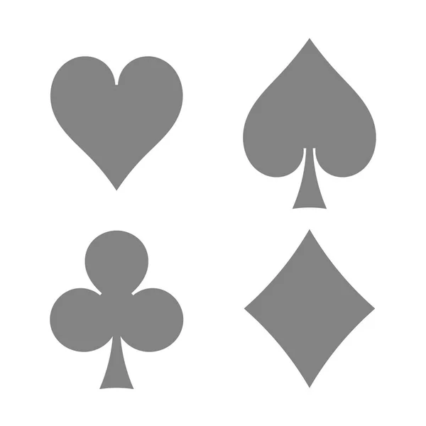 A jogar às cartas. Espadas, corações, diamantes, ícones de clubes. Jogo. —  Vetores de Stock