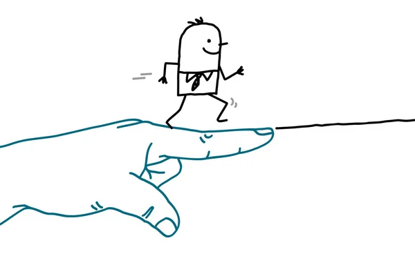 漫画のキャラクター サインアップしに行くと逃げる男の大きな手 — ストックベクタ