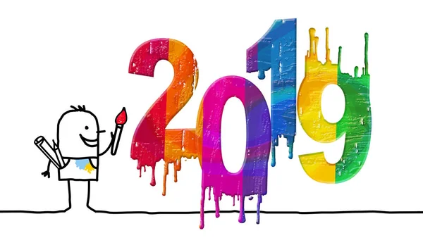 Artista Fresco Colorato 2019 Numero — Foto Stock