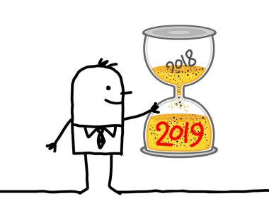 Çizgi film adam büyük kum saati ve 2019 zamanla