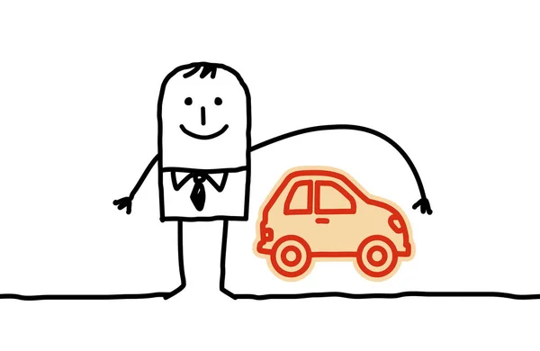 漫画男と自動車保険 — ストック写真