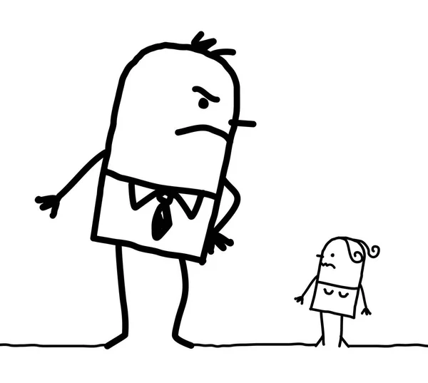 漫画の大きな男と小さな女 — ストック写真