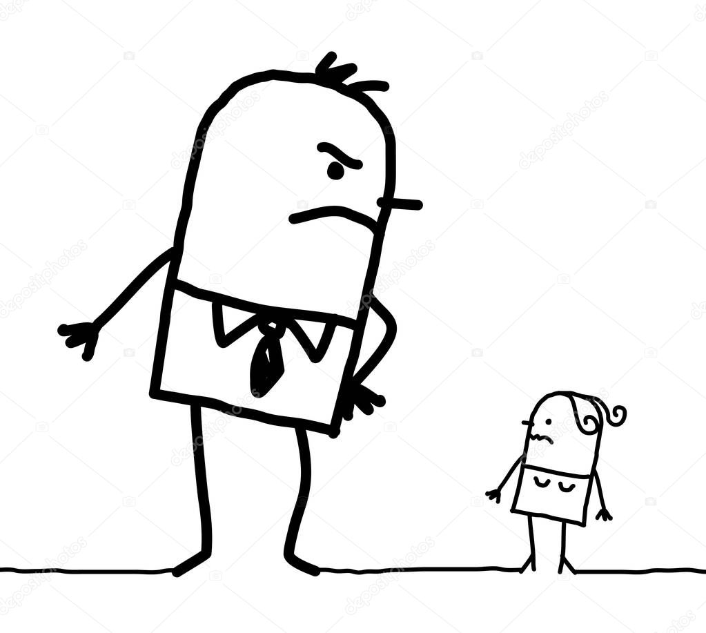 Cartoon big man and little woman