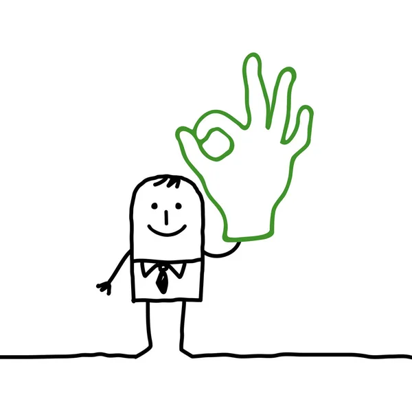 Homem Dos Desenhos Animados Com Sinal Mão — Fotografia de Stock