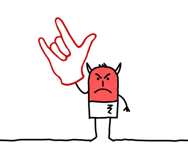 Cartoon Devil Segno Della Mano — Foto Stock