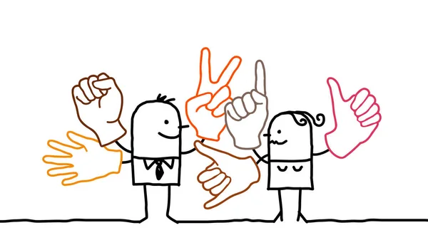 Cartoon people and sign language