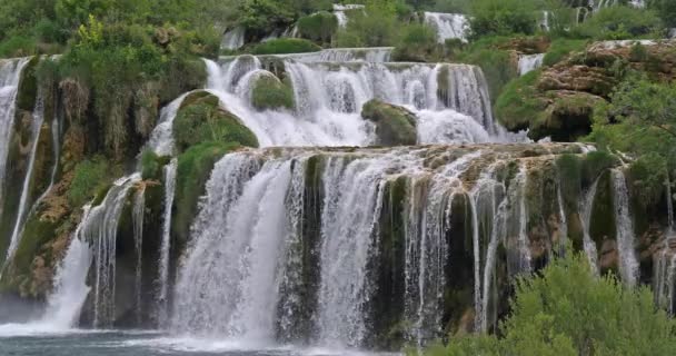 Skradins Waterfall Skradinski Buk Krka Natural Park Sibenik Damaltia Horvátország — Stock videók