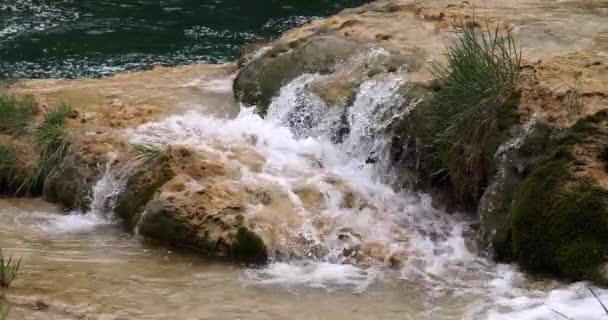 Skradins Waterfall Skradinski Buk Parque Natural Krka Cerca Sibenik Damaltia — Vídeo de stock