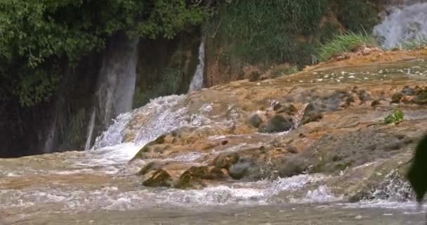 Skradins Waterval Skradinski Buk Natuurpark Krka Buurt Van Sibenik Damaltia — Stockvideo