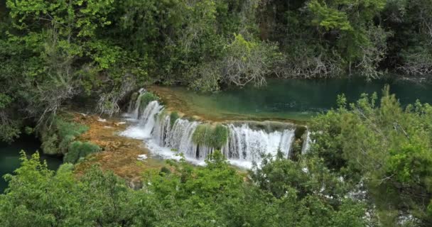 Skradins Waterfall Skradinski Buk Krka Naturpark Nära Sibenik Damaltia Kroatien — Stockvideo