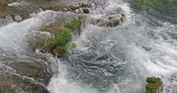 Skradins Waterfall Skradinski Buk Krka Natural Park Perto Sibenik Damaltia — Vídeo de Stock