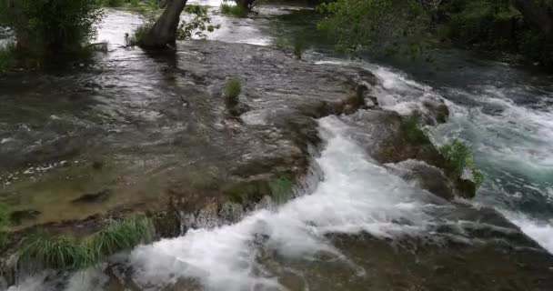 Skradins Waterfall Skradinski Buk Krka Natural Park Sibenik Damaltia Croatia — стокове відео