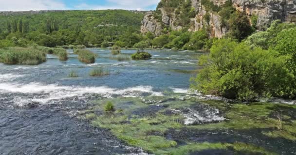 Rog Waterfall Roski Slap Krka Natural Park Perto Sibenik Damaltia — Vídeo de Stock