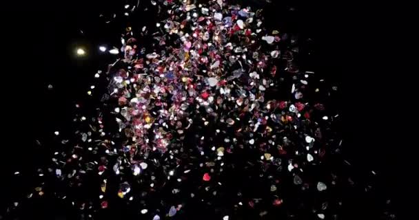 Hearts Valentine Day Party Exploding Black Background Slow Motion — Stock Video