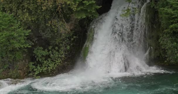 Skradins Waterfall Skradinski Buk Parque Natural Krka Cerca Sibenik Damaltia — Vídeos de Stock