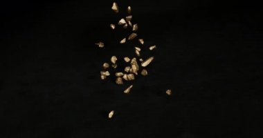 Gold Nuggets, Nugget, Falling on Black Background, Slow Motion 4k