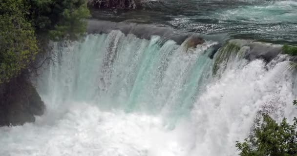 Skradins Şelalesi Skradinski Buk Krka Doğal Parkı Hırvatistan Damaltia Kentinde — Stok video