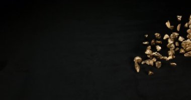 Gold Nuggets, Nugget, Falling on Black Background, Slow Motion 4k