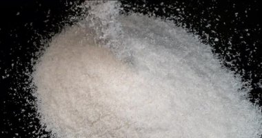 Hindistan cevizi, Cocos Nucifera, Kara Arkaplan 'a düşen toz, yavaş çekim 4k