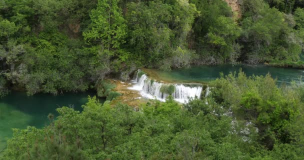 Skradins Waterfall Skradinski Buk Krka Natural Park Perto Sibenik Damaltia — Vídeo de Stock