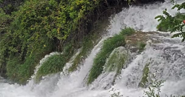 Skradins Waterfall Skradinski Buk Parque Natural Krka Cerca Sibenik Damaltia — Vídeo de stock