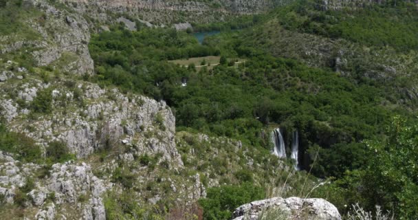 Manojlovac Waterfall Krka Natural Park Nära Sibenik Damaltia Kroatien — Stockvideo