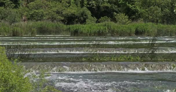 Rog Waterfall Roski Slap Krka Natural Park Κοντά Στο Σίμπενικ — Αρχείο Βίντεο