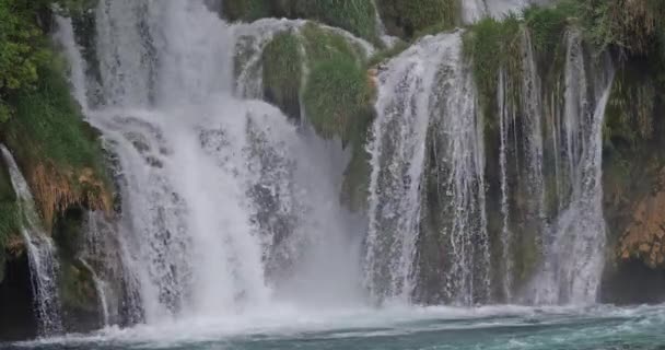 Skradins Waterfall Skradinski Buk Krka Naturpark Nära Sibenik Damaltia Kroatien — Stockvideo