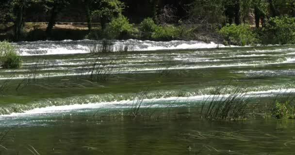 Rog Waterfall Roski Slap Krka Natural Park Perto Sibenik Damaltia — Vídeo de Stock