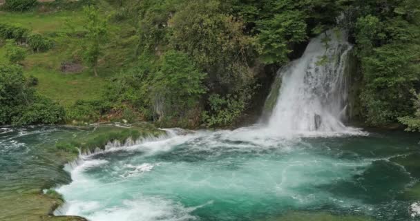 Skradins Waterfall Skradinski Buk Krka Natural Park Sibenik Damaltia Horvátország — Stock videók