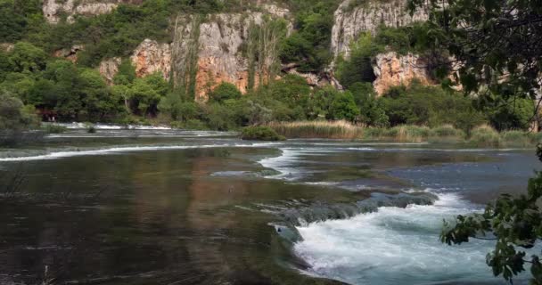 Rog Waterval Roski Slap Krka Natuurpark Buurt Van Sibenik Damaltia — Stockvideo