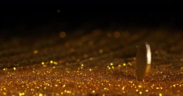 Abstracte Stroom Van Gouden Glitter — Stockvideo