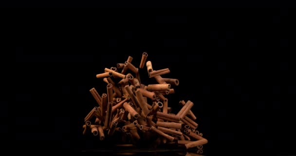 Cinnamon Sticks Falling Slow Motion — Stock Video